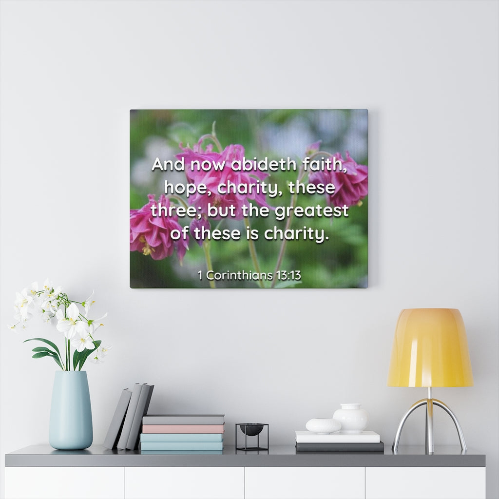 Scripture Walls Abideth Faith Hope Charity 1 Corinthians 13:13 Bible Verse Canvas Christian Wall Art Ready to Hang Unframed-Express Your Love Gifts