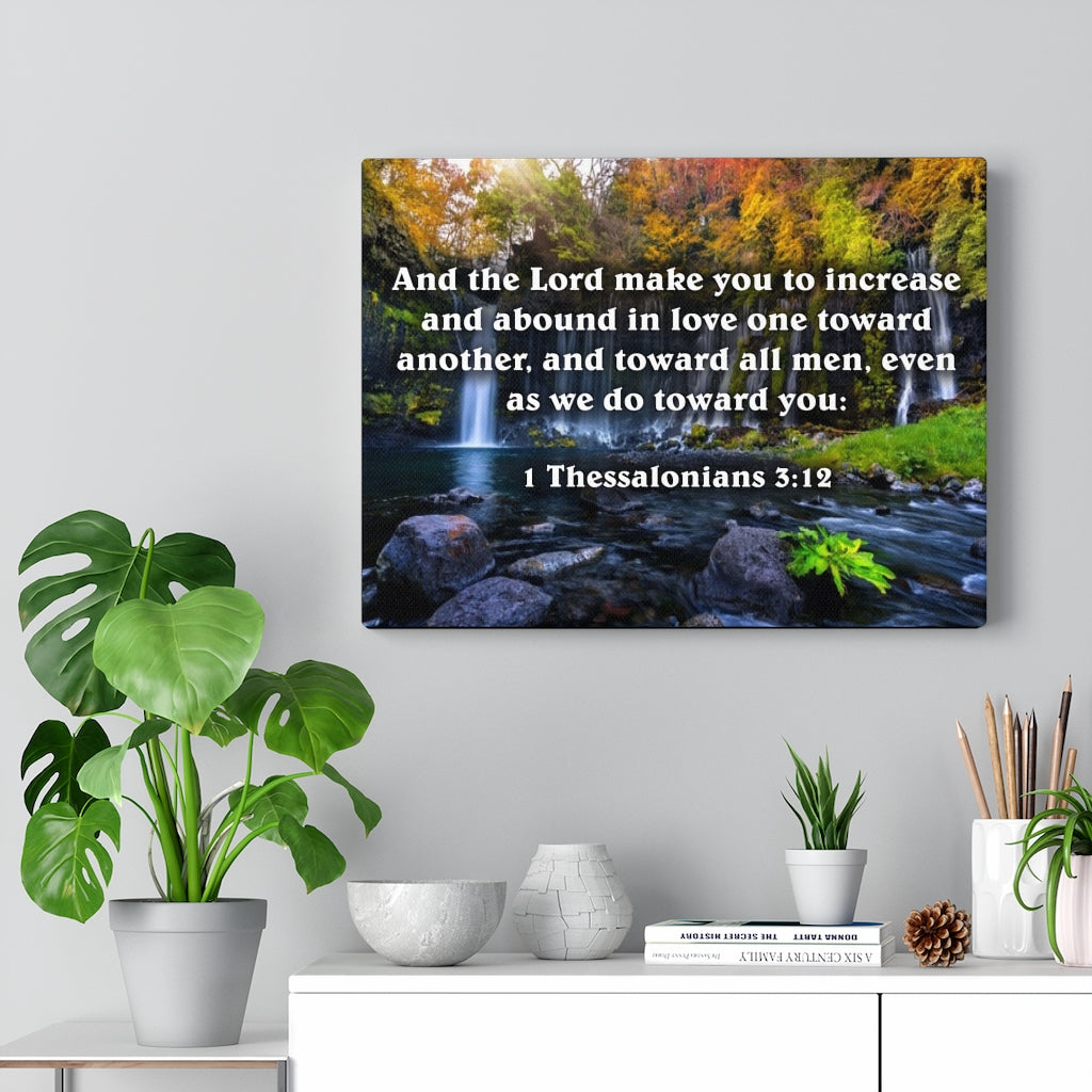 Scripture Walls Abound in Love 1 Thessalonians 3:12 Bible Verse Canvas Christian Wall Art Ready to Hang Unframed-Express Your Love Gifts