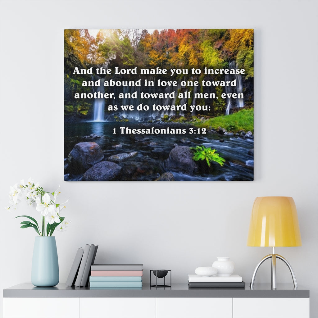 Scripture Walls Abound in Love 1 Thessalonians 3:12 Bible Verse Canvas Christian Wall Art Ready to Hang Unframed-Express Your Love Gifts