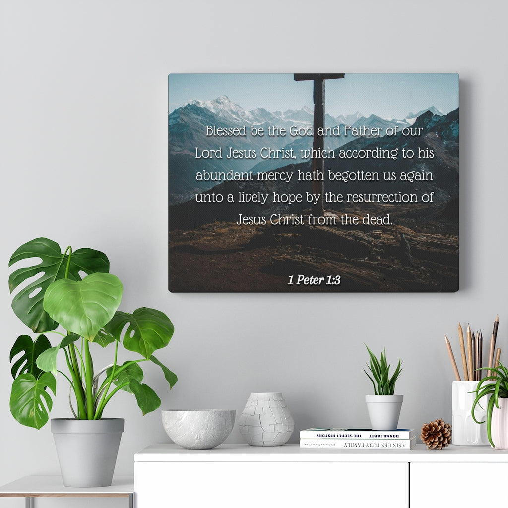 Scripture Walls Abundant Mercy 1 Peter 1:3 Bible Verse Canvas Christian Wall Art Ready to Hang Unframed-Express Your Love Gifts