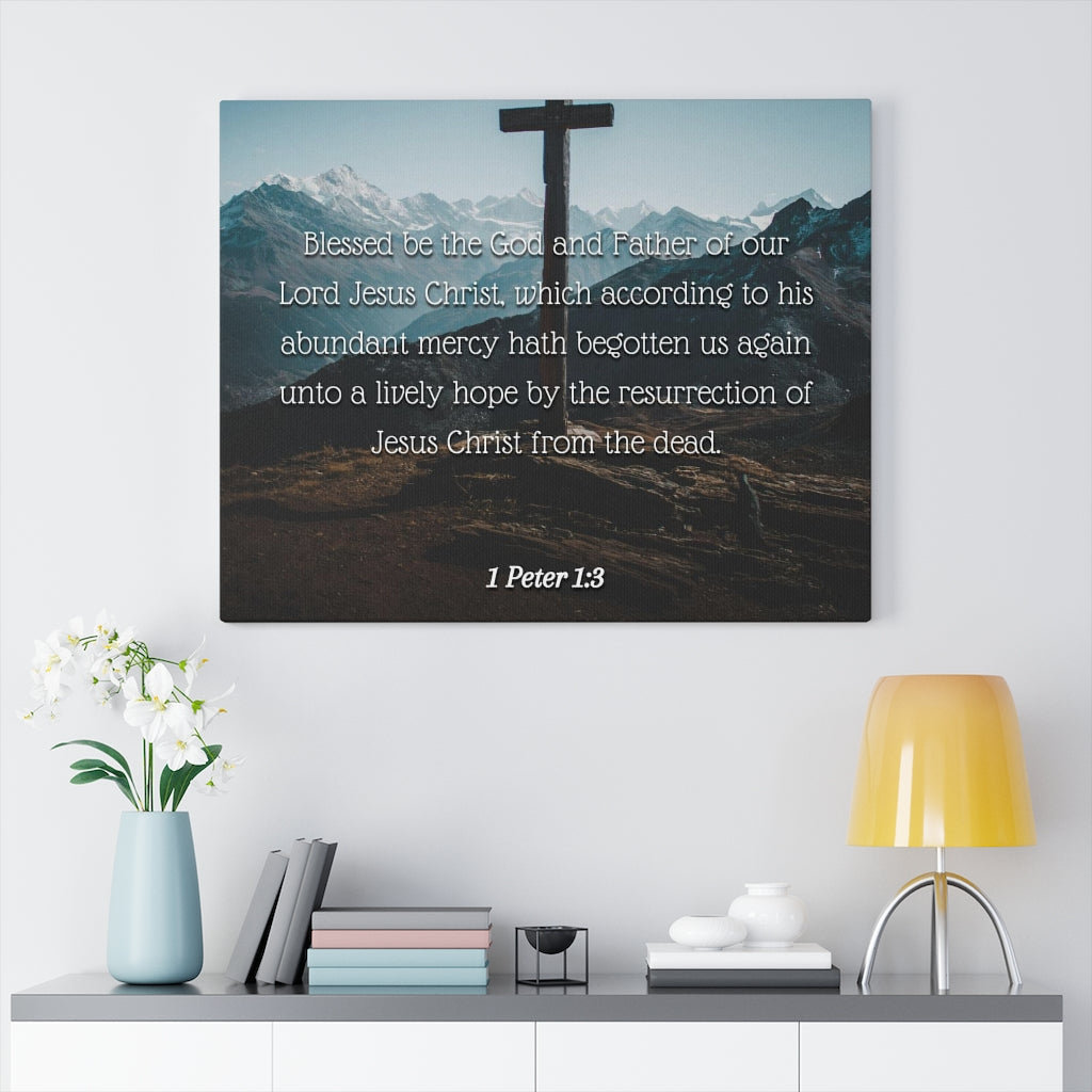 Scripture Walls Abundant Mercy 1 Peter 1:3 Bible Verse Canvas Christian Wall Art Ready to Hang Unframed-Express Your Love Gifts