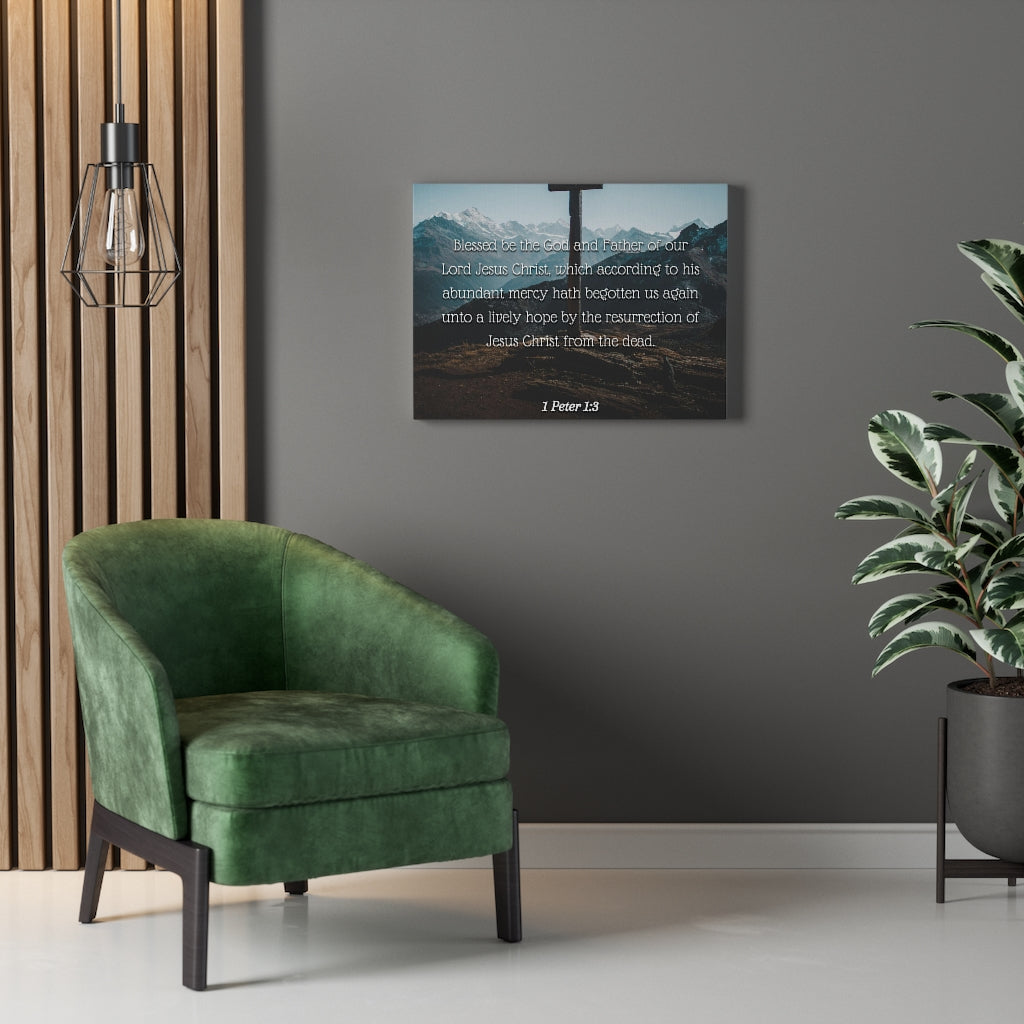 Scripture Walls Abundant Mercy 1 Peter 1:3 Bible Verse Canvas Christian Wall Art Ready to Hang Unframed-Express Your Love Gifts