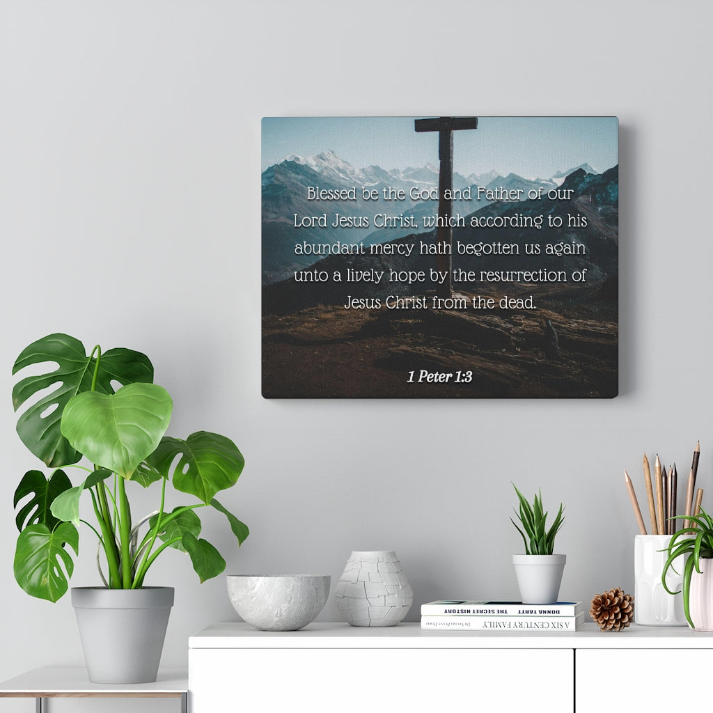 Scripture Walls Abundant Mercy 1 Peter 1:3 Bible Verse Canvas Christian Wall Art Ready to Hang Unframed-Express Your Love Gifts