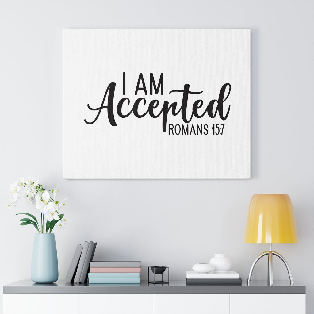 Scripture Walls Accepted Romans 15:7 Bible Verse Canvas Christian Wall Art Ready to Hang Unframed-Express Your Love Gifts