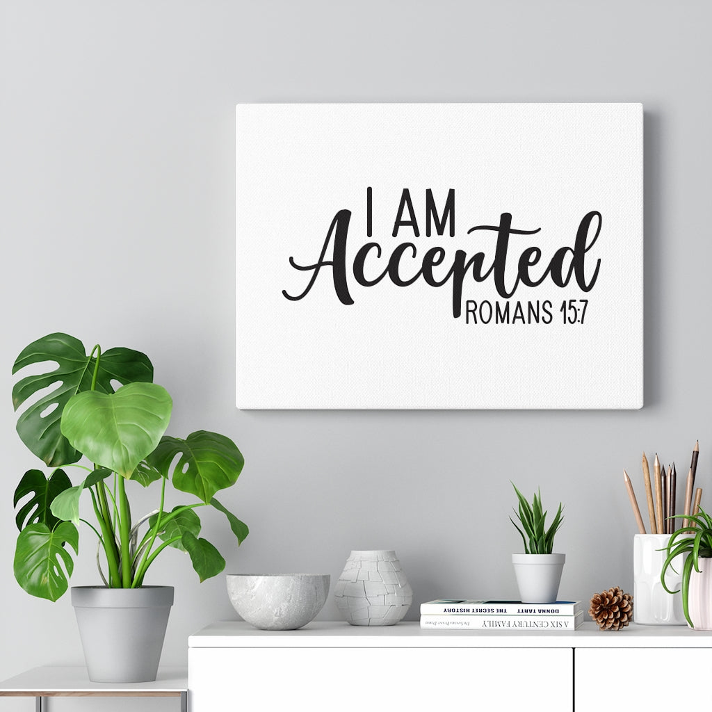 Scripture Walls Accepted Romans 15:7 Bible Verse Canvas Christian Wall Art Ready to Hang Unframed-Express Your Love Gifts