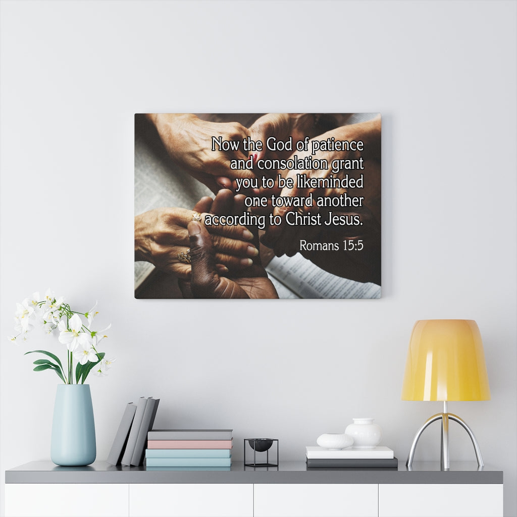 Scripture Walls According to Christ Jesus Romans 15:5 Bible Verse Canvas Christian Wall Art Ready to Hang Unframed-Express Your Love Gifts