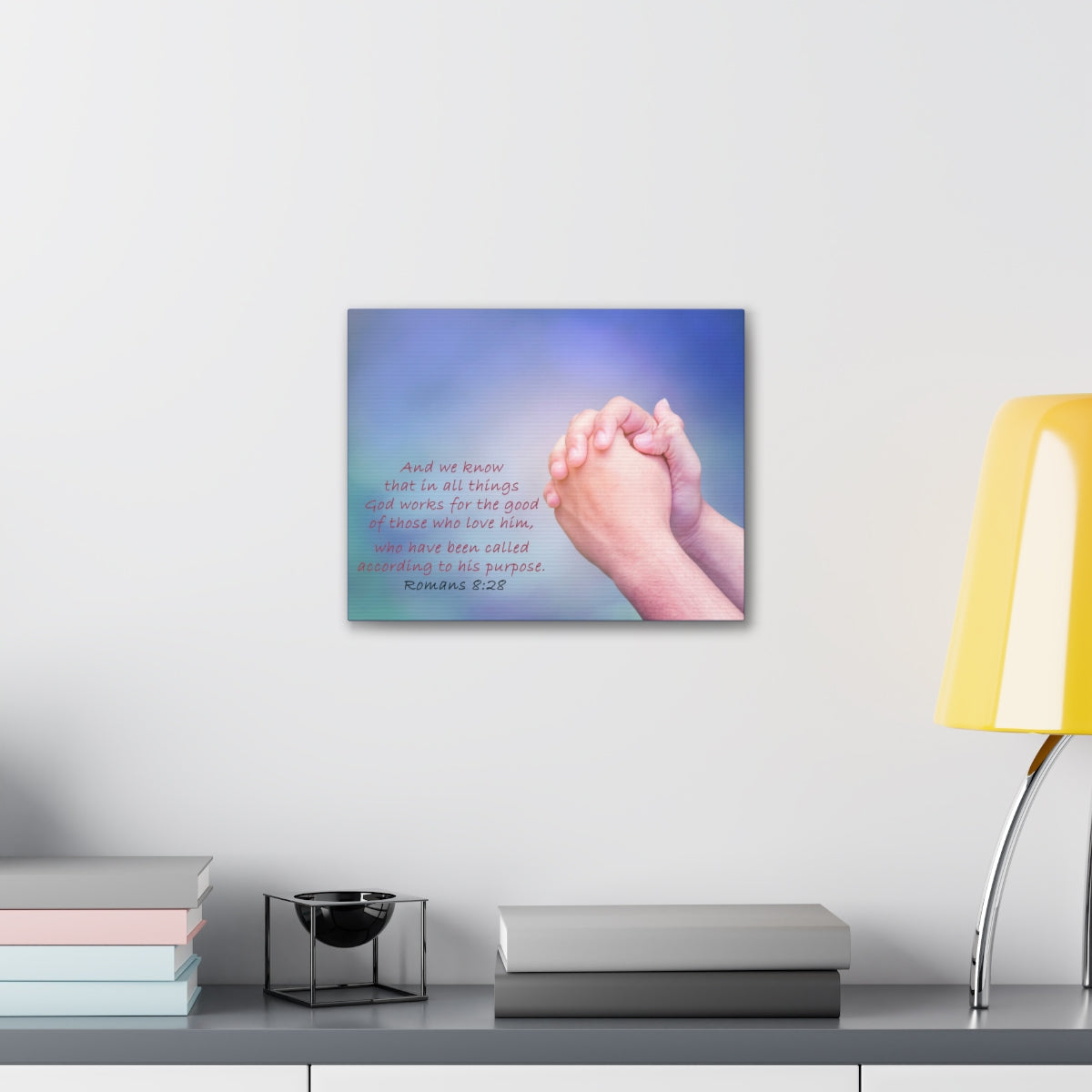 Scripture Walls According To His Purpose Romans 8:28 Bible Verse Canvas Christian Wall Art Bible Verse Print Ready To Hang Unframed-Express Your Love Gifts