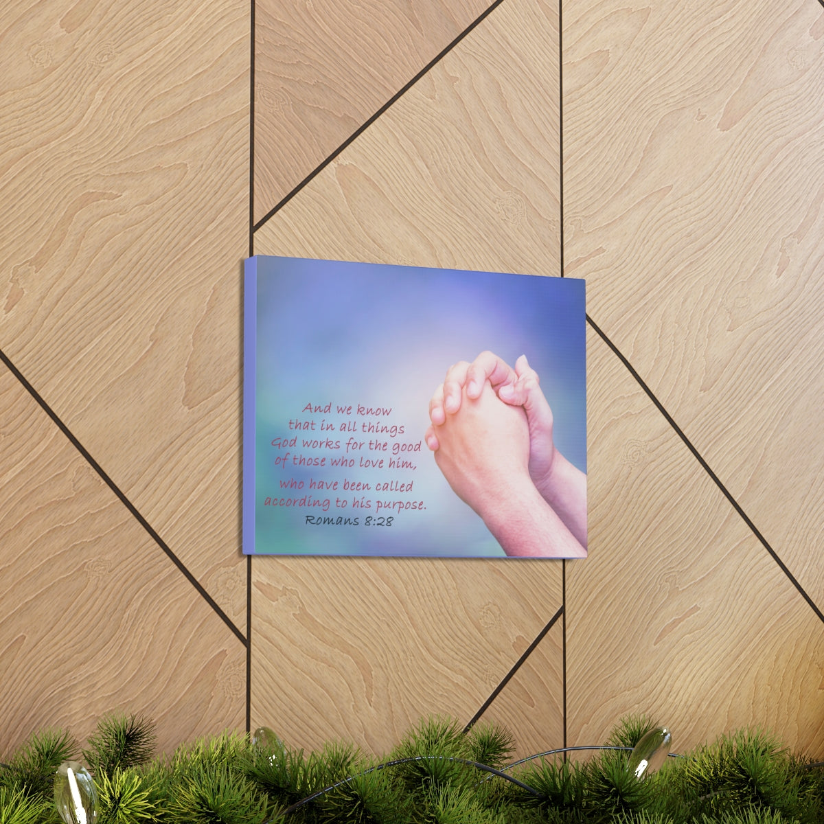 Scripture Walls According To His Purpose Romans 8:28 Bible Verse Canvas Christian Wall Art Bible Verse Print Ready To Hang Unframed-Express Your Love Gifts