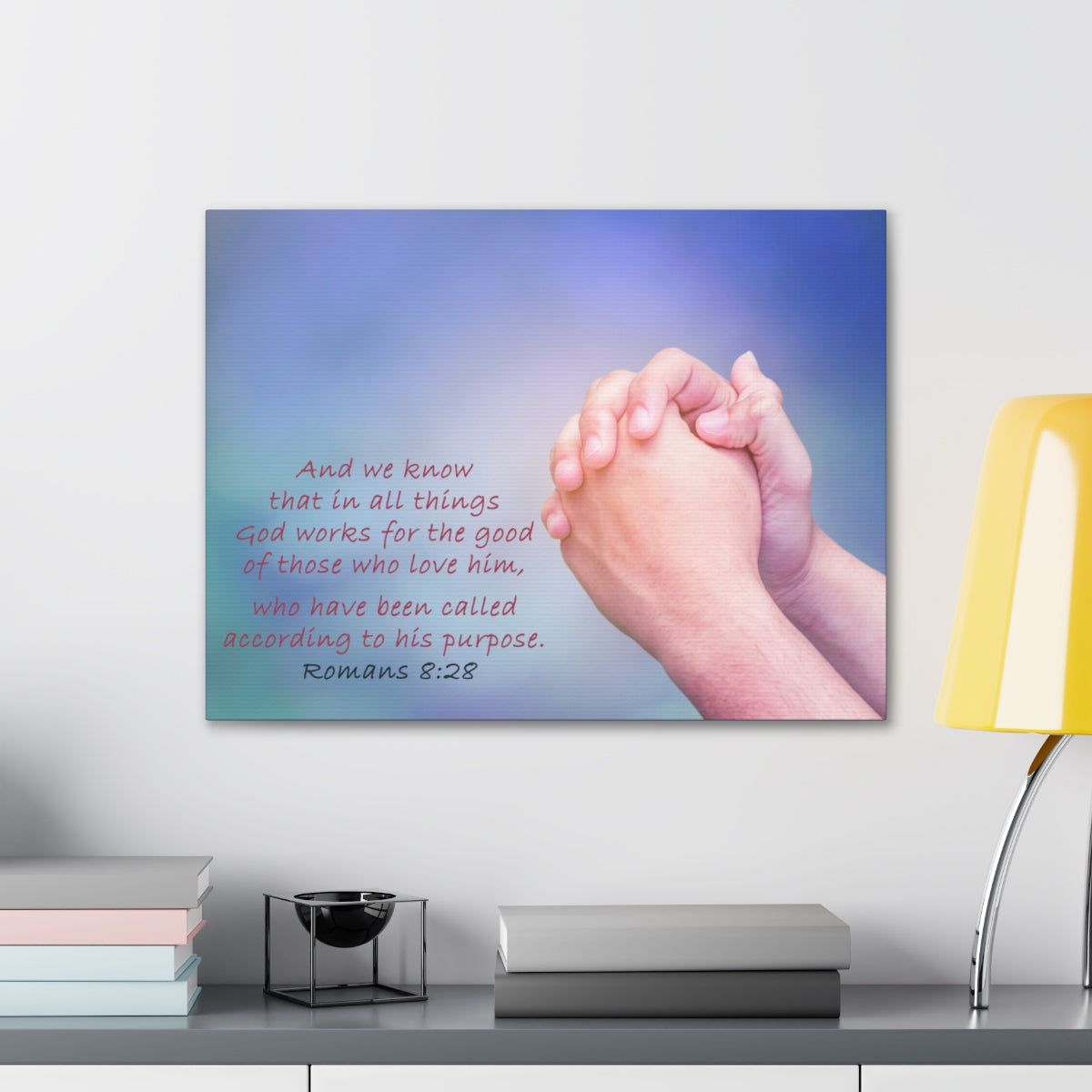 Scripture Walls According To His Purpose Romans 8:28 Bible Verse Canvas Christian Wall Art Bible Verse Print Ready To Hang Unframed-Express Your Love Gifts