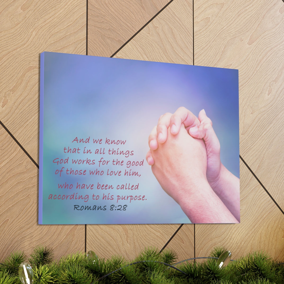 Scripture Walls According To His Purpose Romans 8:28 Bible Verse Canvas Christian Wall Art Bible Verse Print Ready To Hang Unframed-Express Your Love Gifts