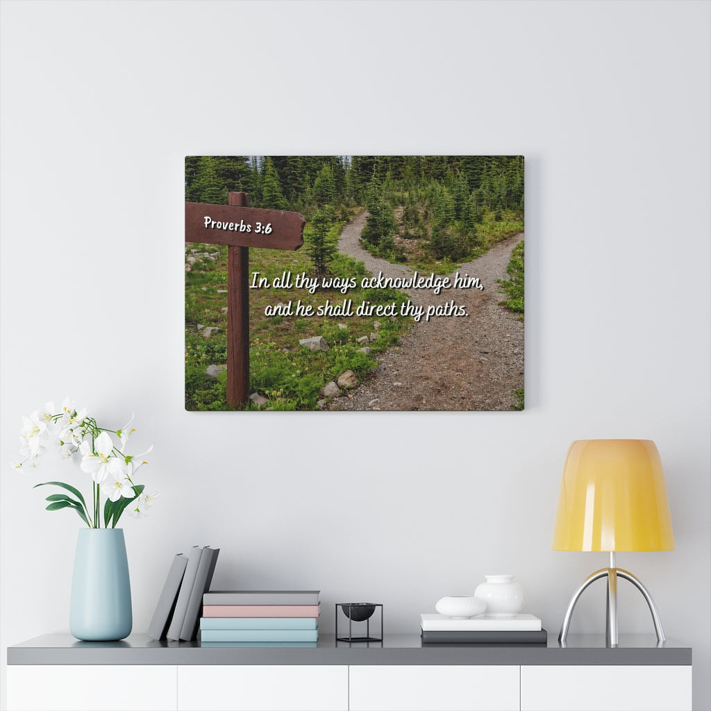 Scripture Walls Acknowledge Him Proverbs 3:6 Bible Verse Canvas Christian Wall Art Ready to Hang Unframed-Express Your Love Gifts