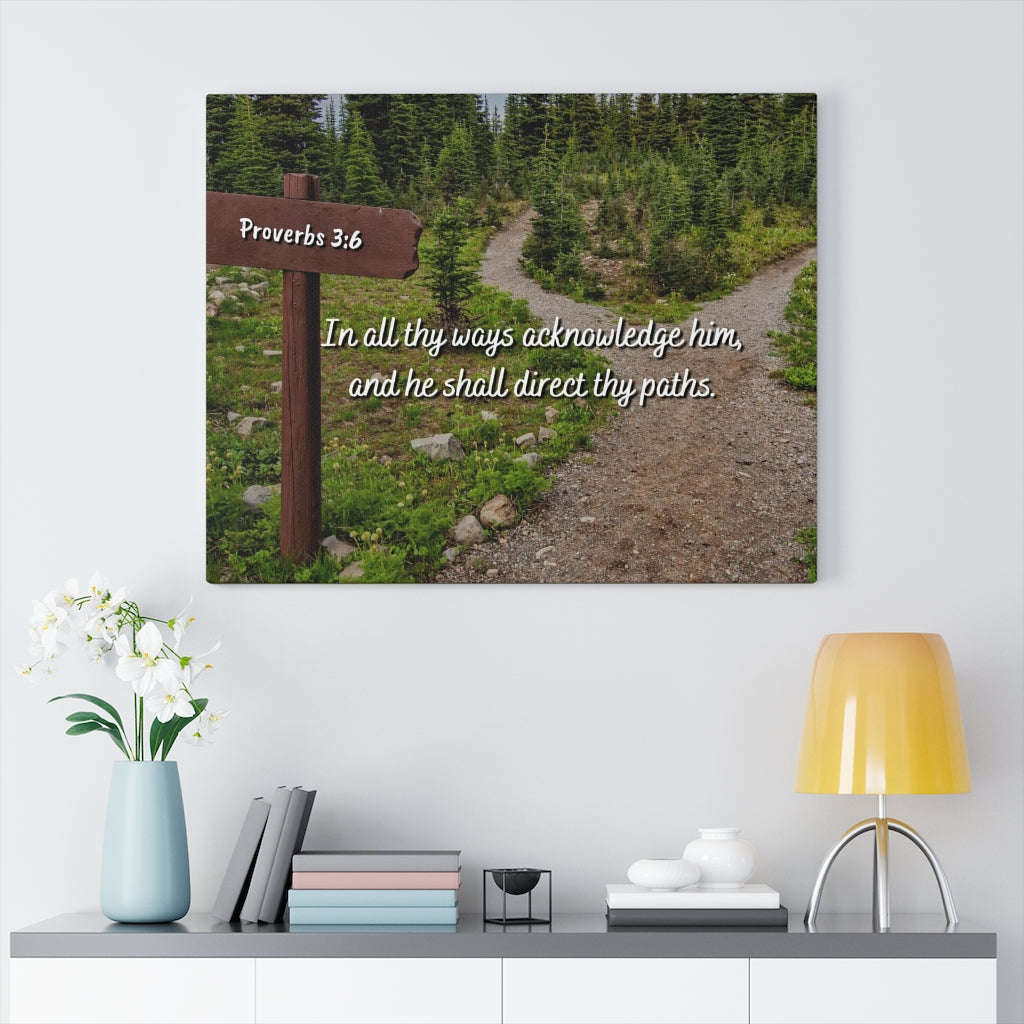Scripture Walls Acknowledge Him Proverbs 3:6 Bible Verse Canvas Christian Wall Art Ready to Hang Unframed-Express Your Love Gifts
