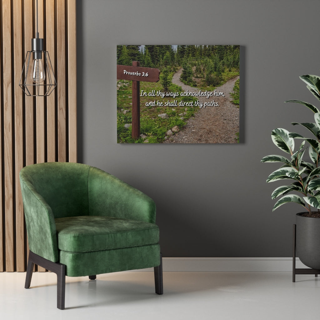 Scripture Walls Acknowledge Him Proverbs 3:6 Bible Verse Canvas Christian Wall Art Ready to Hang Unframed-Express Your Love Gifts