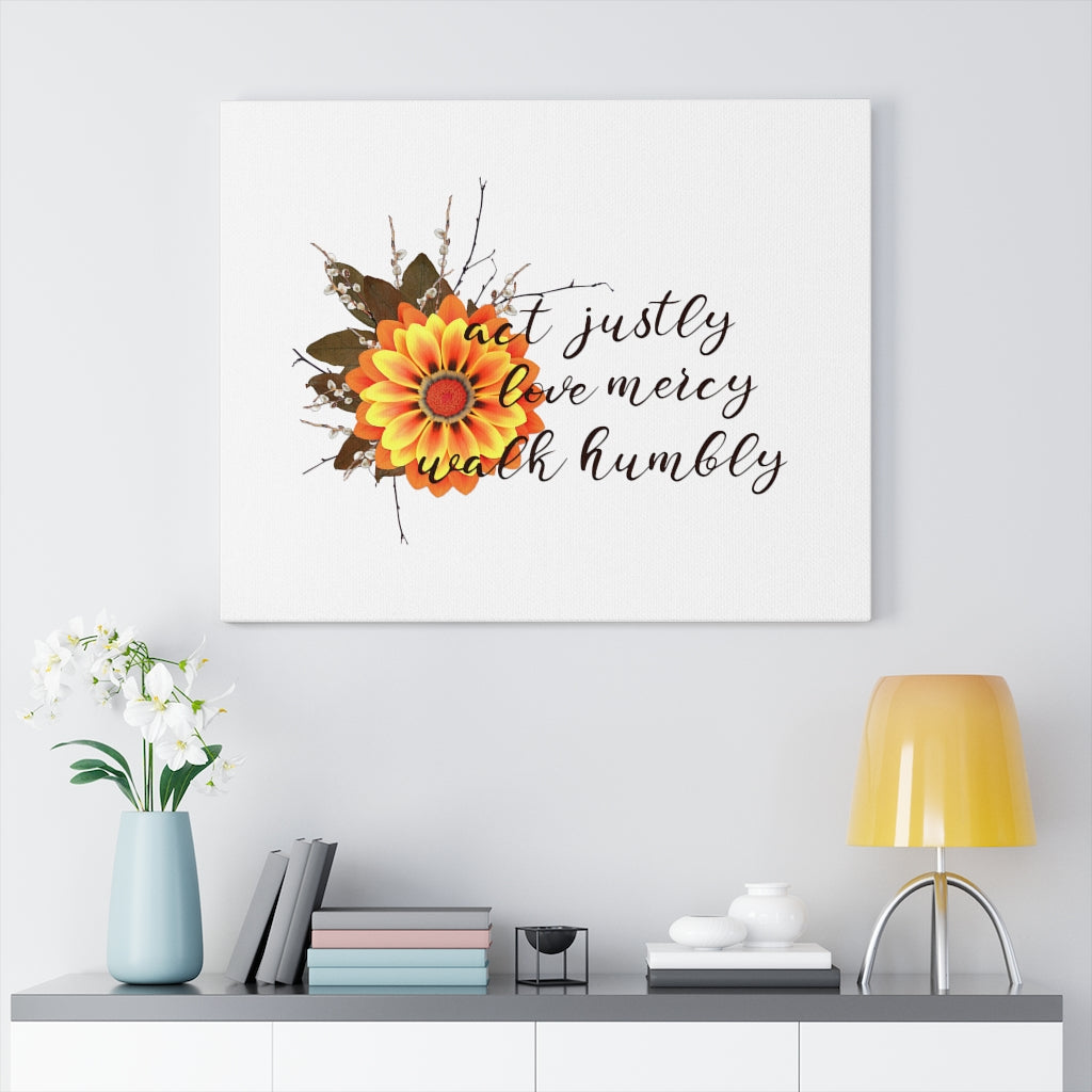 Scripture Walls Act Justly Love Mercy Walk Humbly Bible Verse Canvas Christian Wall Art Ready to Hang Unframed-Express Your Love Gifts