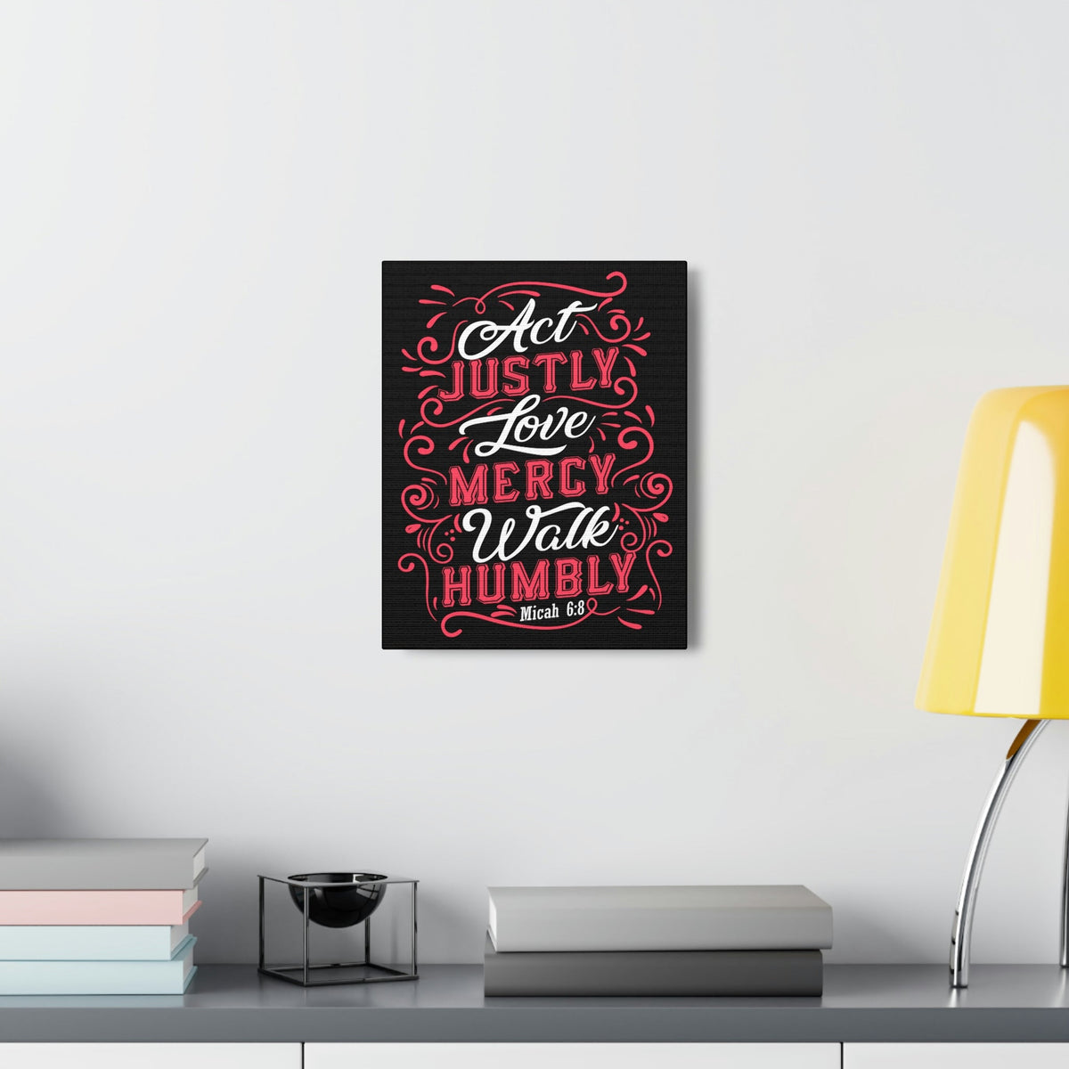 Scripture Walls Act Justly Micah 6:8 White Red Christian Wall Art Bible Verse Print Ready to Hang Unframed-Express Your Love Gifts