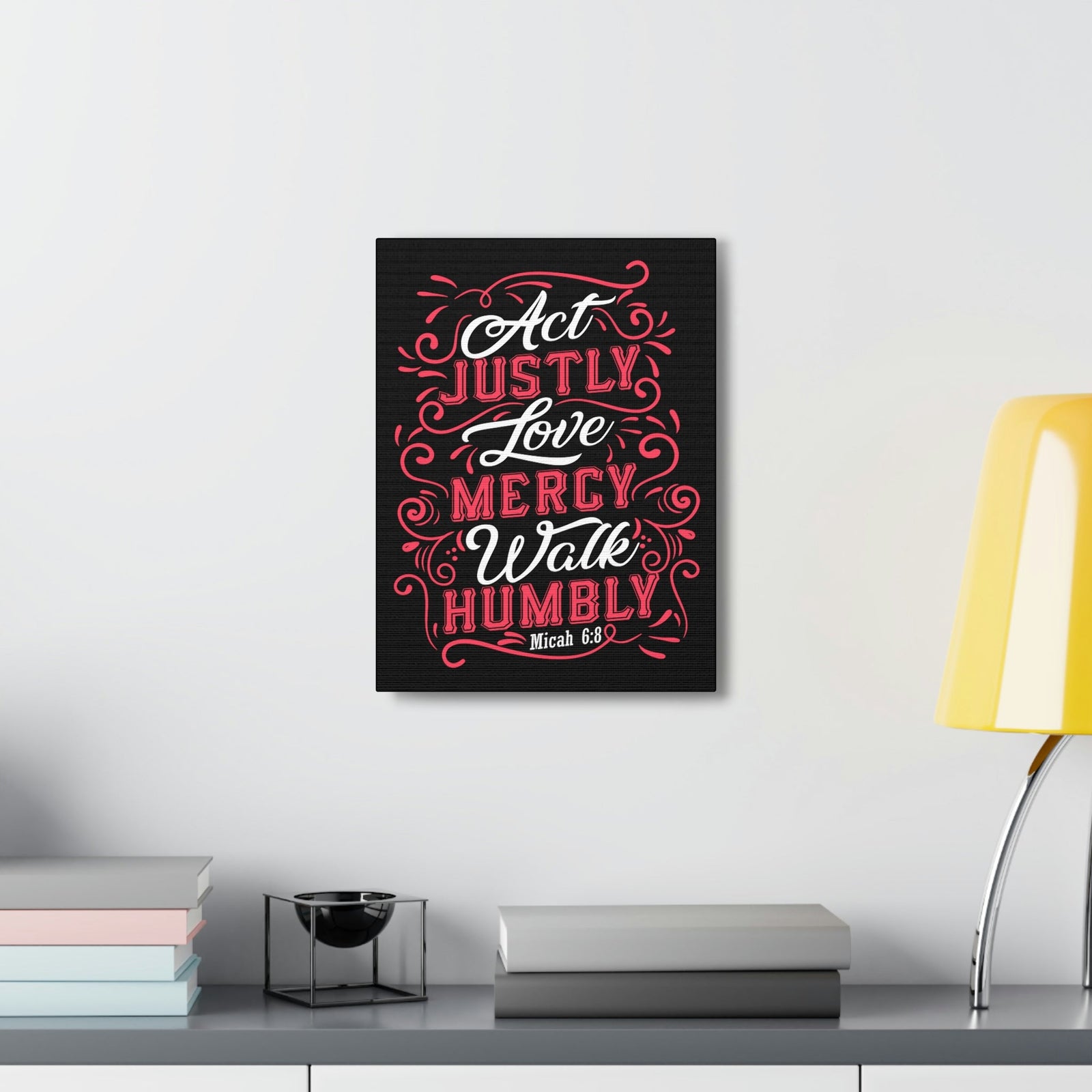 Scripture Walls Act Justly Micah 6:8 White Red Christian Wall Art Bible Verse Print Ready to Hang Unframed-Express Your Love Gifts