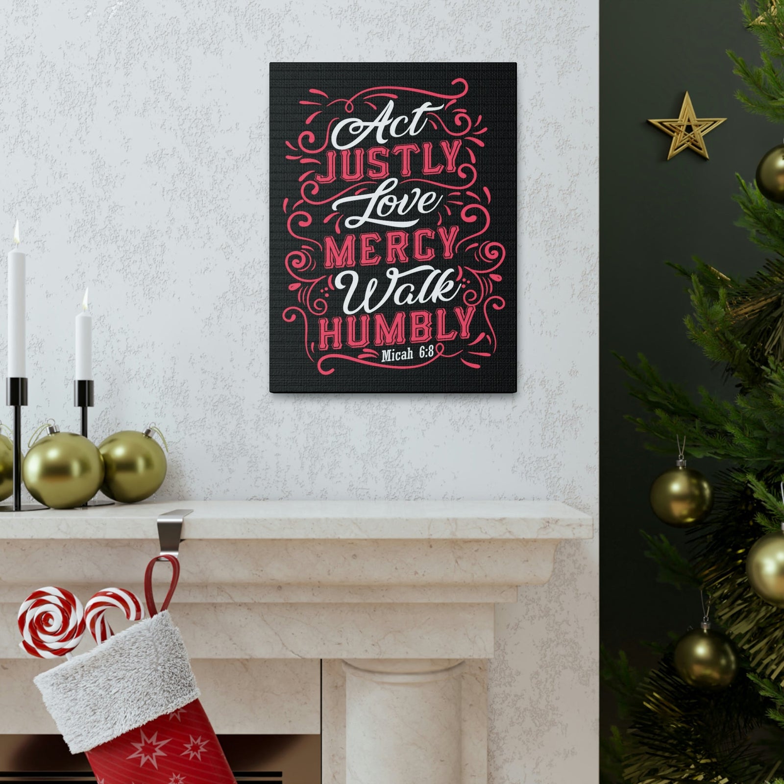 Scripture Walls Act Justly Micah 6:8 White Red Christian Wall Art Bible Verse Print Ready to Hang Unframed-Express Your Love Gifts