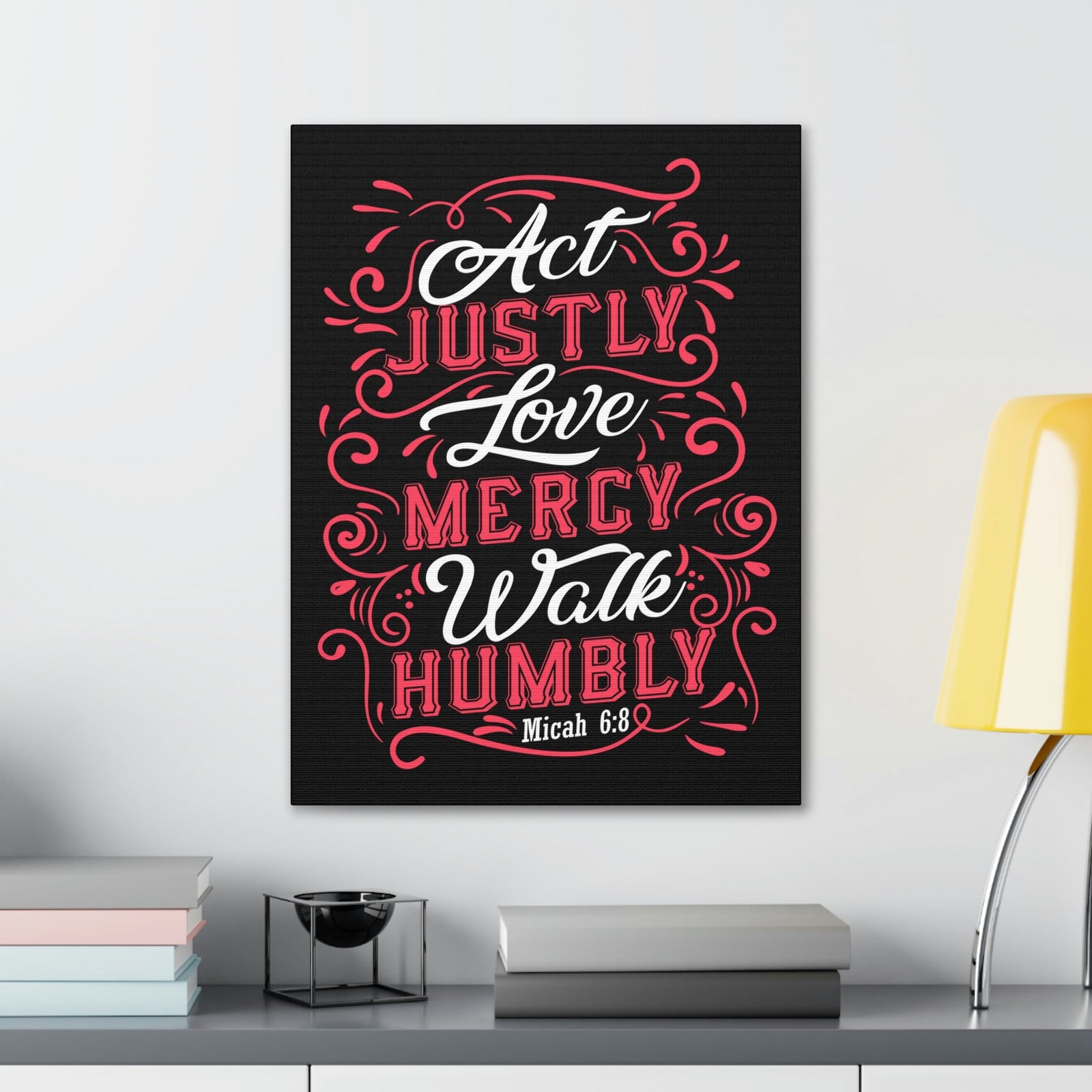 Scripture Walls Act Justly Micah 6:8 White Red Christian Wall Art Bible Verse Print Ready to Hang Unframed-Express Your Love Gifts