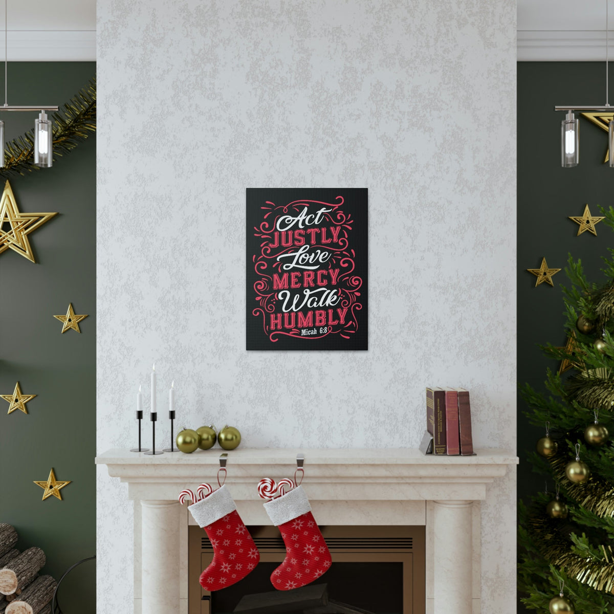 Scripture Walls Act Justly Micah 6:8 White Red Christian Wall Art Bible Verse Print Ready to Hang Unframed-Express Your Love Gifts