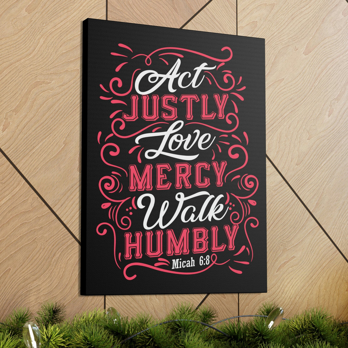 Scripture Walls Act Justly Micah 6:8 White Red Christian Wall Art Bible Verse Print Ready to Hang Unframed-Express Your Love Gifts