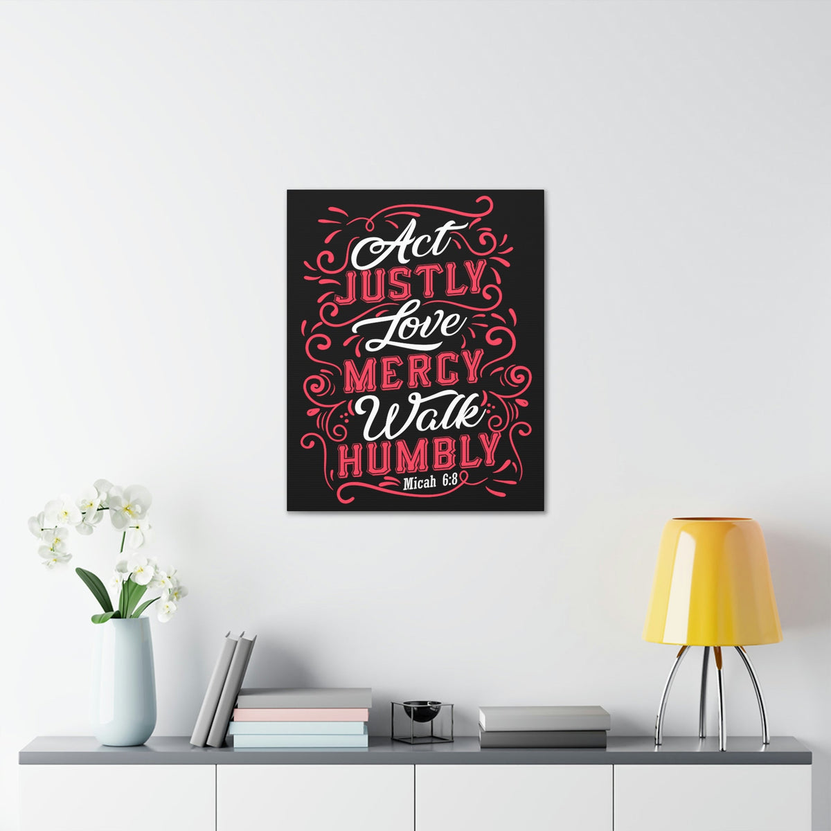 Scripture Walls Act Justly Micah 6:8 White Red Christian Wall Art Bible Verse Print Ready to Hang Unframed-Express Your Love Gifts