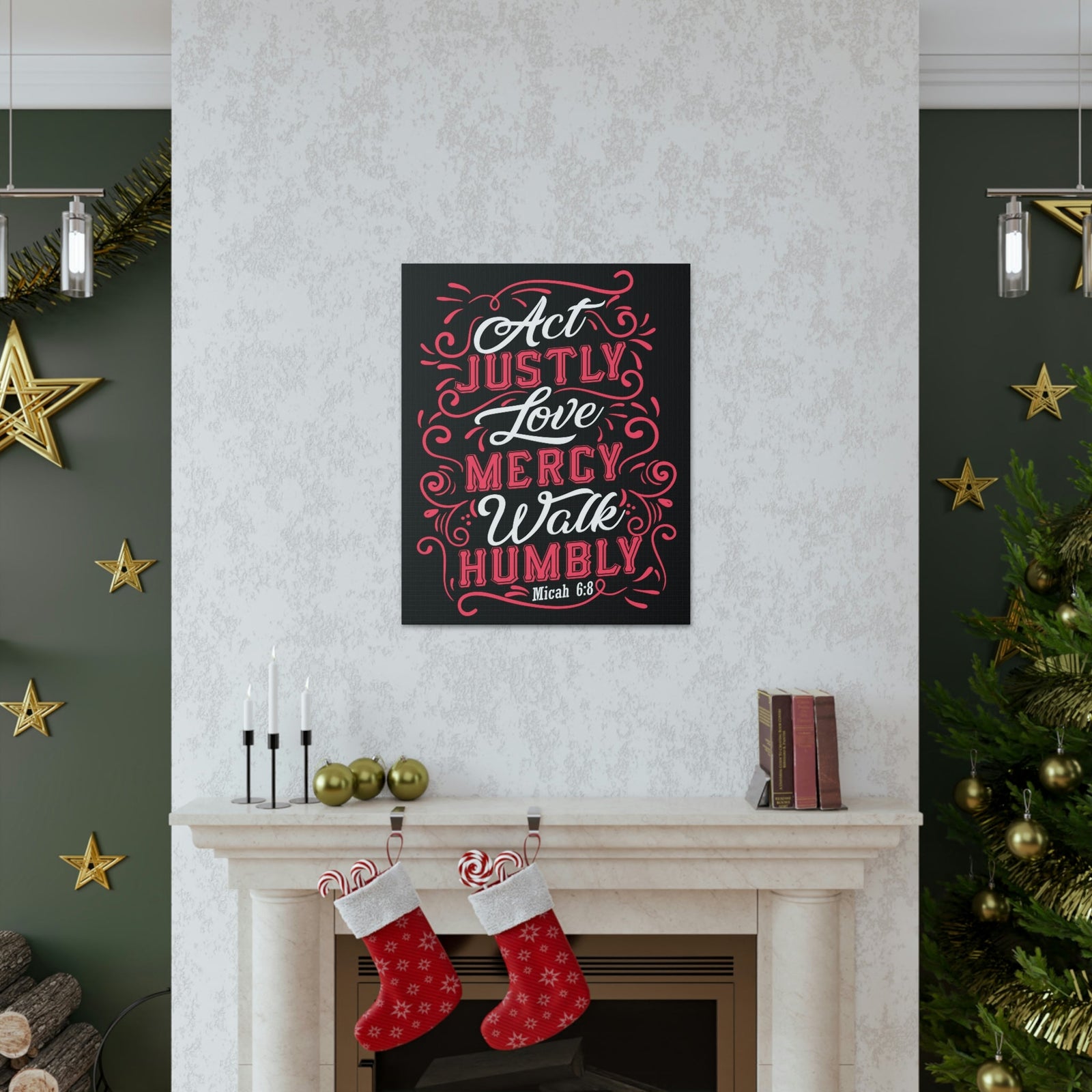 Scripture Walls Act Justly Micah 6:8 White Red Christian Wall Art Bible Verse Print Ready to Hang Unframed-Express Your Love Gifts