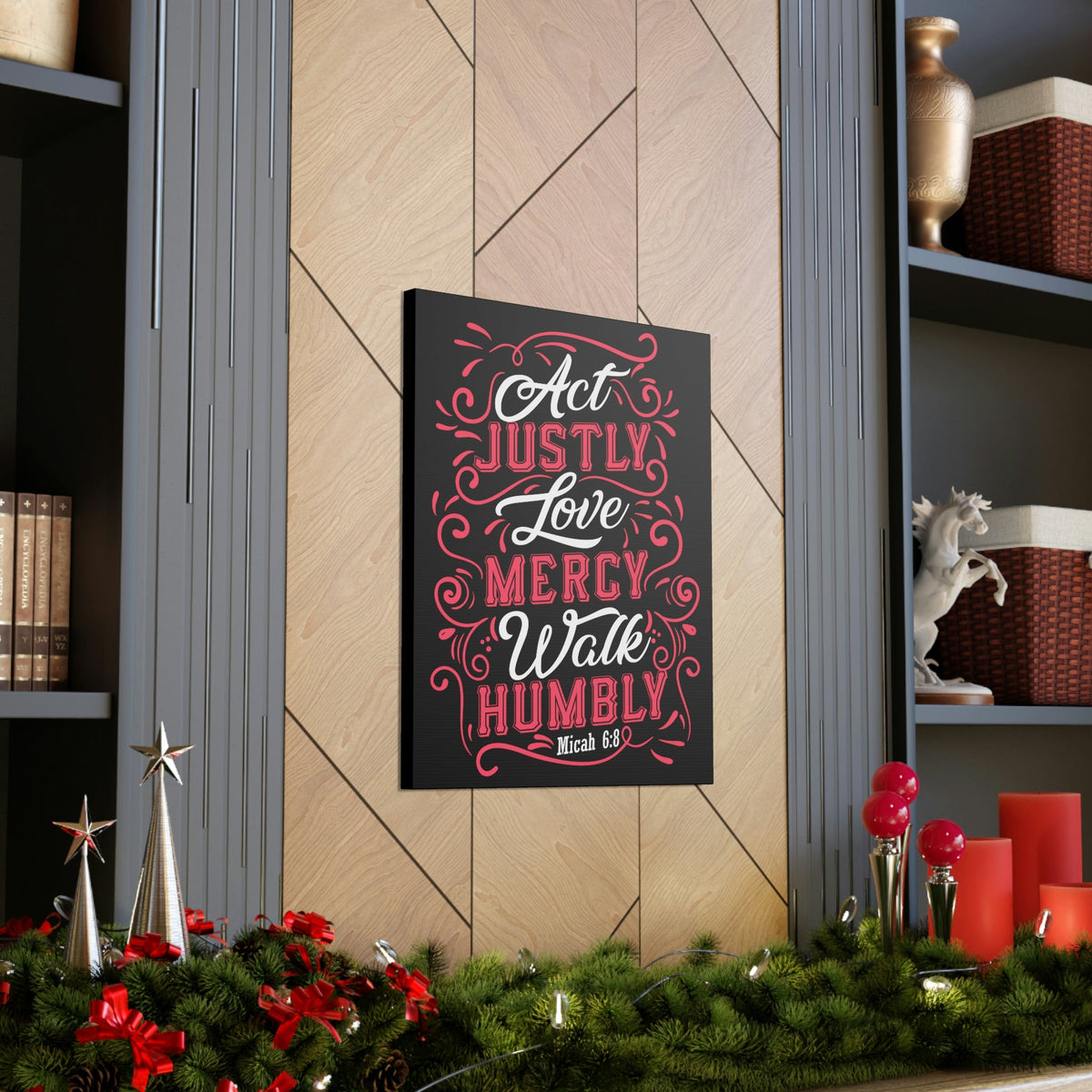 Scripture Walls Act Justly Micah 6:8 White Red Christian Wall Art Bible Verse Print Ready to Hang Unframed-Express Your Love Gifts