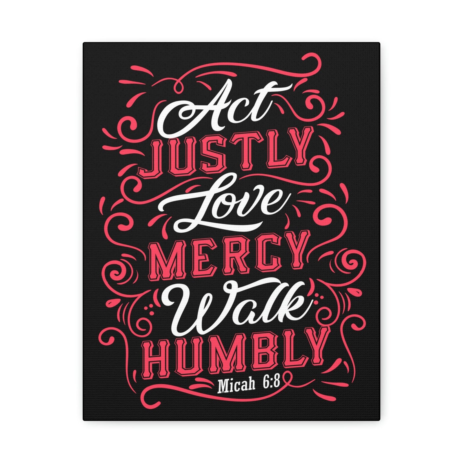 Scripture Walls Act Justly Micah 6:8 White Red Christian Wall Art Bible Verse Print Ready to Hang Unframed-Express Your Love Gifts