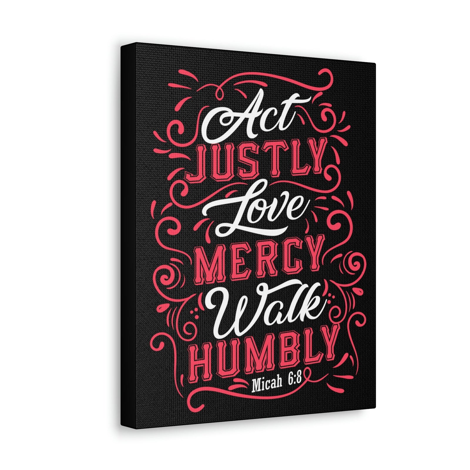 Scripture Walls Act Justly Micah 6:8 White Red Christian Wall Art Bible Verse Print Ready to Hang Unframed-Express Your Love Gifts