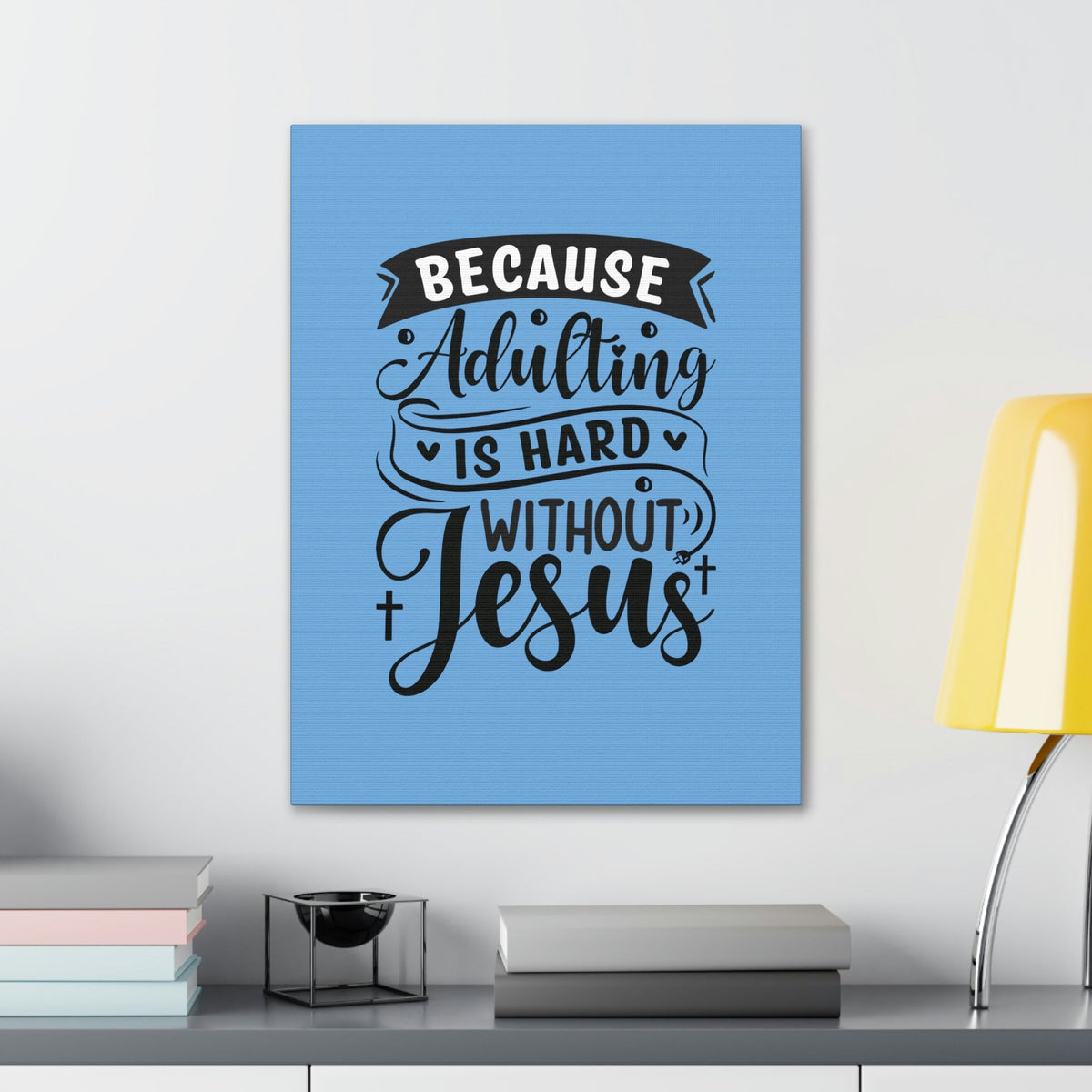 Scripture Walls Adulting Is Hard Without Jesus Romans 3:23 Blue Christian Wall Art Bible Verse Print Ready to Hang Unframed-Express Your Love Gifts