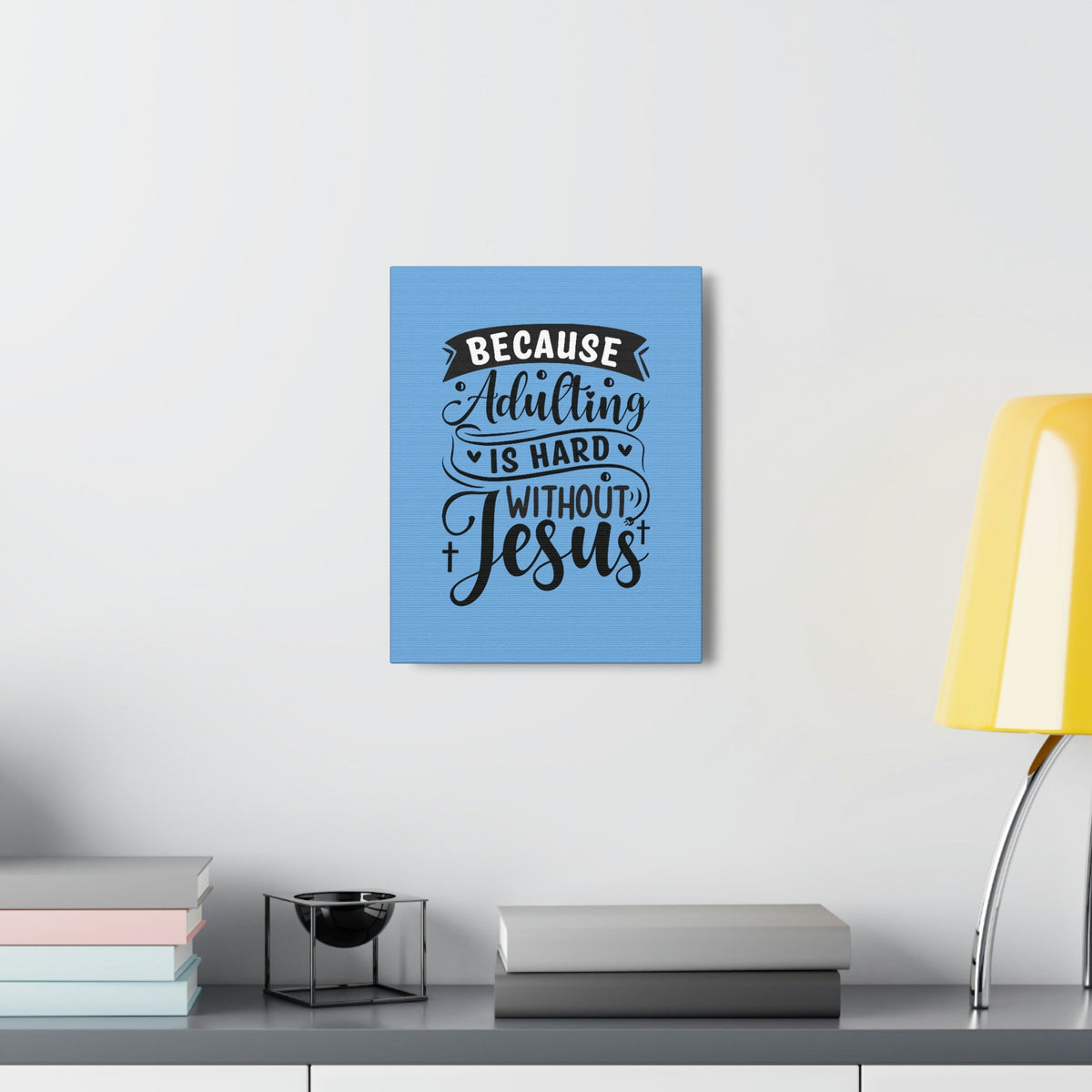 Scripture Walls Adulting Is Hard Without Jesus Romans 3:23 Blue Christian Wall Art Bible Verse Print Ready to Hang Unframed-Express Your Love Gifts
