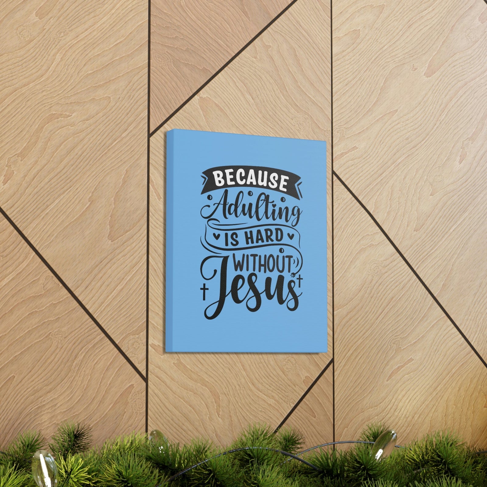 Scripture Walls Adulting Is Hard Without Jesus Romans 3:23 Blue Christian Wall Art Bible Verse Print Ready to Hang Unframed-Express Your Love Gifts