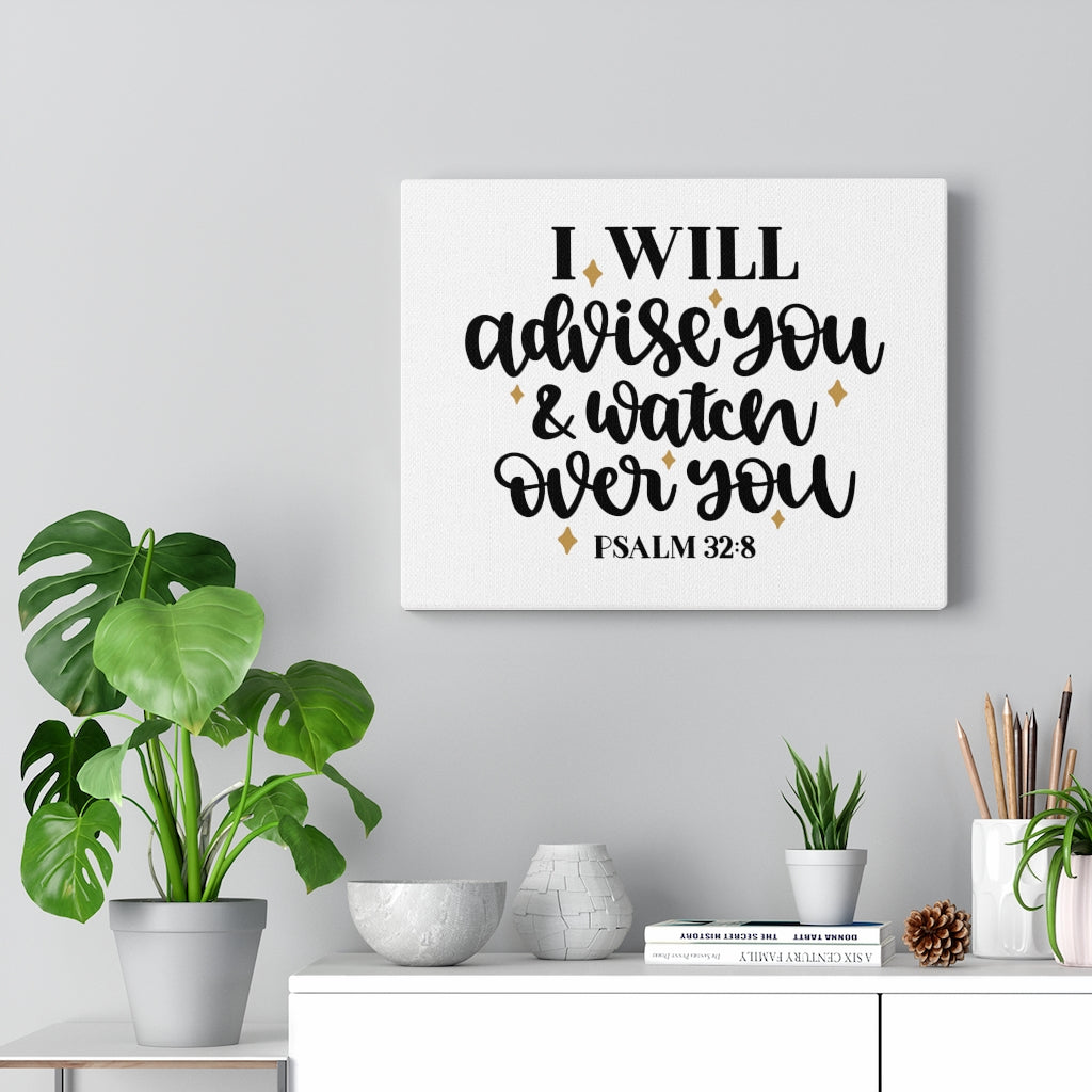 Scripture Walls Advise Psalm 32:8 Bible Verse Canvas Christian Wall Art Ready to Hang Unframed-Express Your Love Gifts