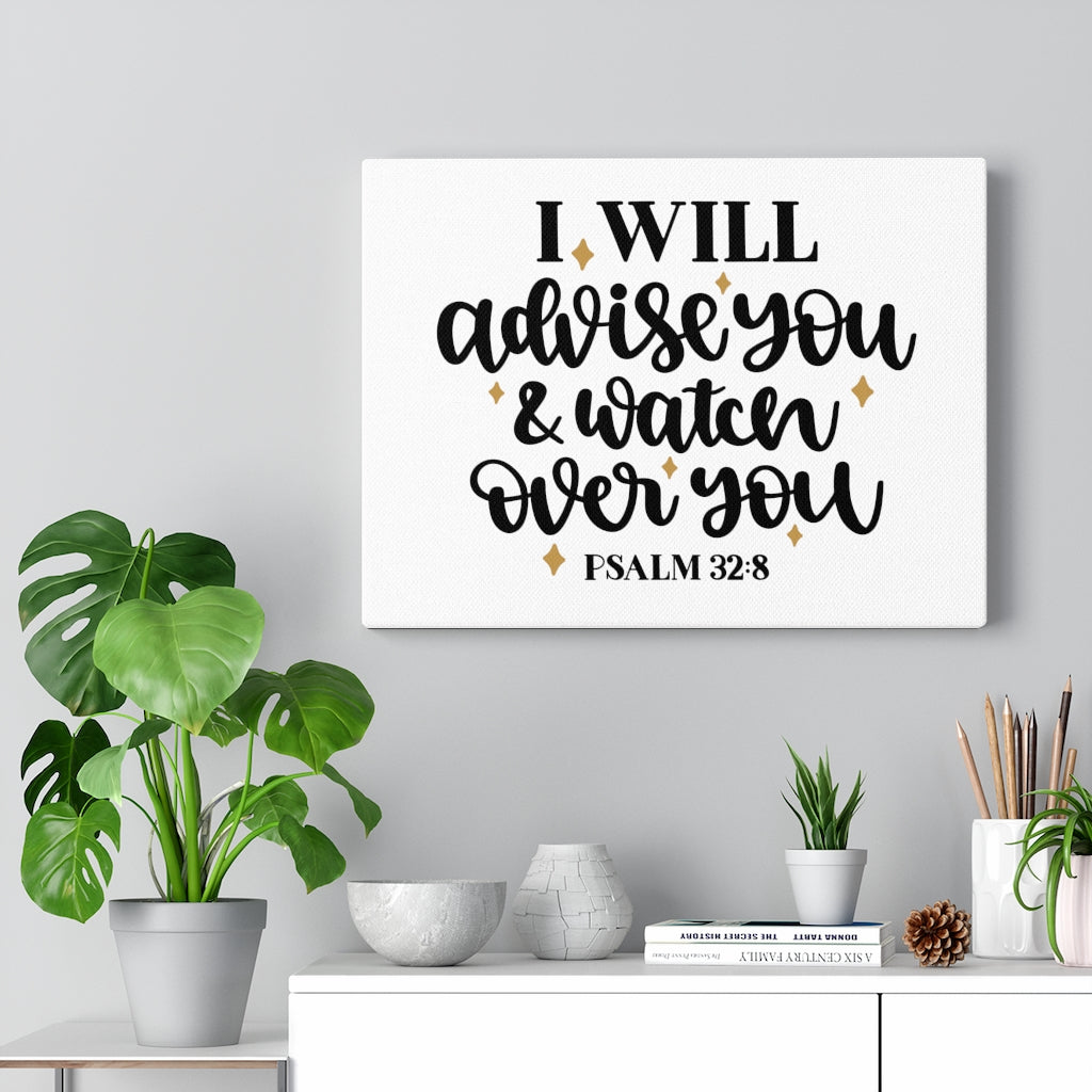 Scripture Walls Advise Psalm 32:8 Bible Verse Canvas Christian Wall Art Ready to Hang Unframed-Express Your Love Gifts