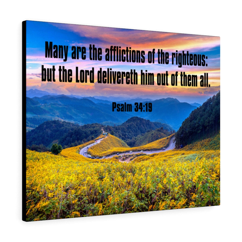 Scripture Walls Afflictions of the Righteous Psalm 34:19 Bible Verse Canvas Christian Wall Art Ready to Hang Unframed-Express Your Love Gifts