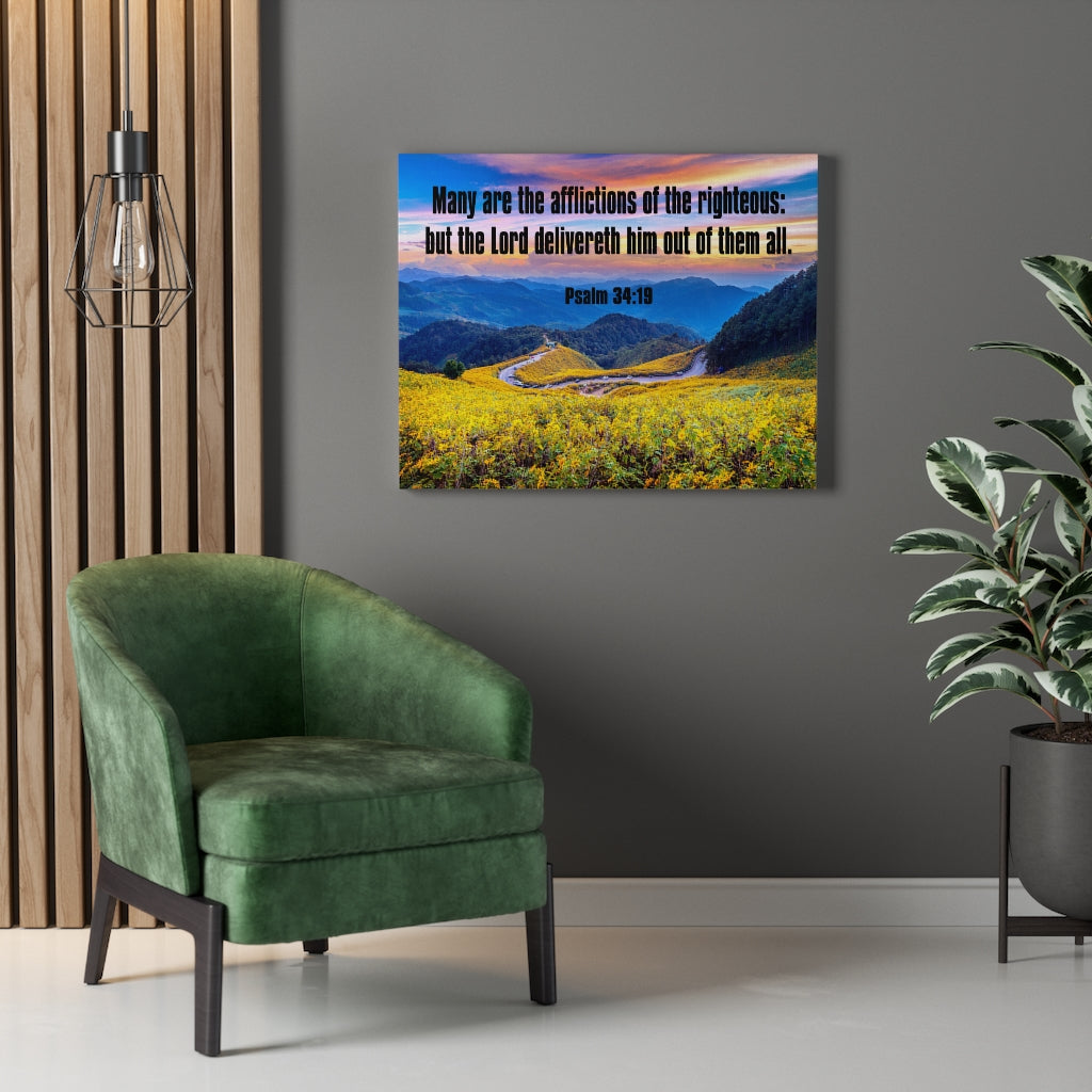 Scripture Walls Afflictions of the Righteous Psalm 34:19 Bible Verse Canvas Christian Wall Art Ready to Hang Unframed-Express Your Love Gifts