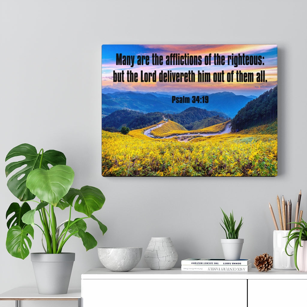Scripture Walls Afflictions of the Righteous Psalm 34:19 Bible Verse Canvas Christian Wall Art Ready to Hang Unframed-Express Your Love Gifts