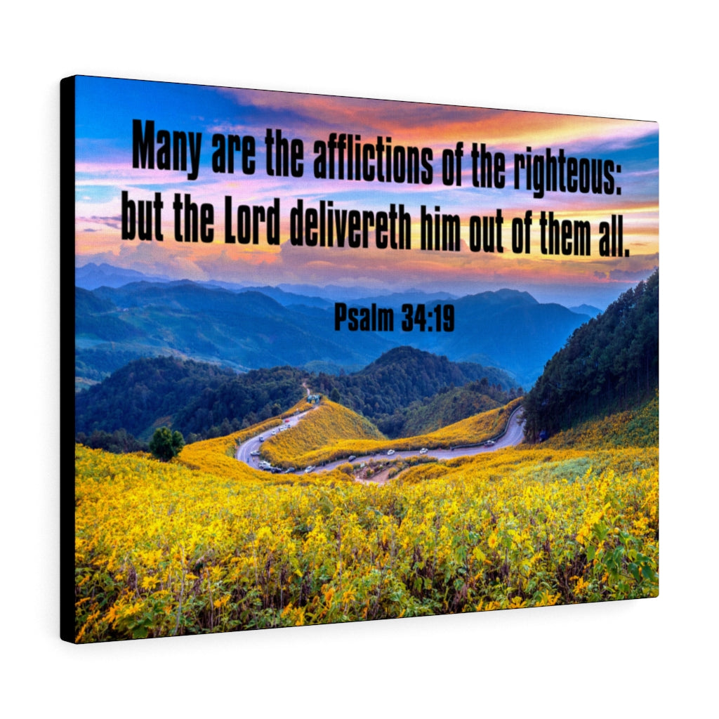 Scripture Walls Afflictions of the Righteous Psalm 34:19 Bible Verse Canvas Christian Wall Art Ready to Hang Unframed-Express Your Love Gifts