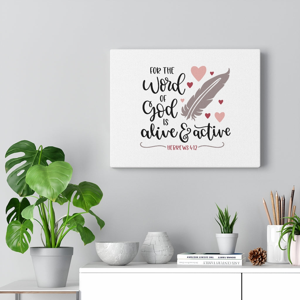 Scripture Walls Alive & Active Hebrews 4:12 Bible Verse Canvas Christian Wall Art Ready to Hang Unframed-Express Your Love Gifts