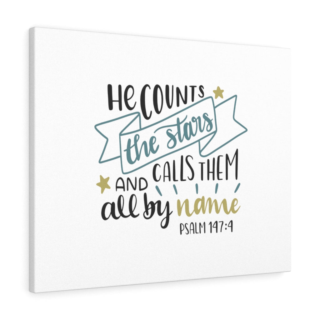 Scripture Walls All By Name Psalm 147:4 Bible Verse Canvas Christian Wall Art Ready to Hang Unframed-Express Your Love Gifts