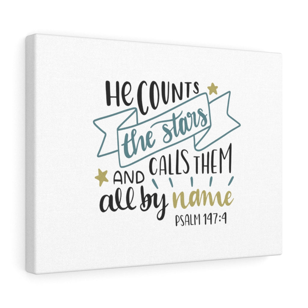 Scripture Walls All By Name Psalm 147:4 Bible Verse Canvas Christian Wall Art Ready to Hang Unframed-Express Your Love Gifts