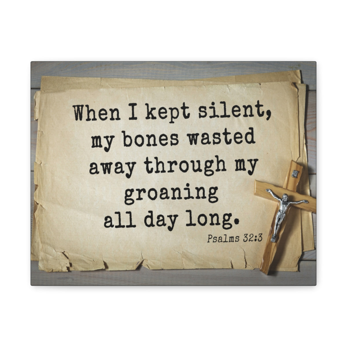 Scripture Walls All Day Long Psalms 32:3 Bible Verse Canvas Christian Wall Art Ready to Hang Unframed-Express Your Love Gifts