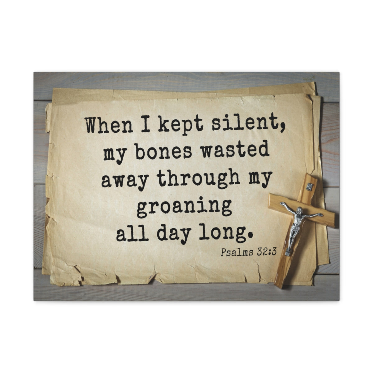 Scripture Walls All Day Long Psalms 32:3 Bible Verse Canvas Christian Wall Art Ready to Hang Unframed-Express Your Love Gifts