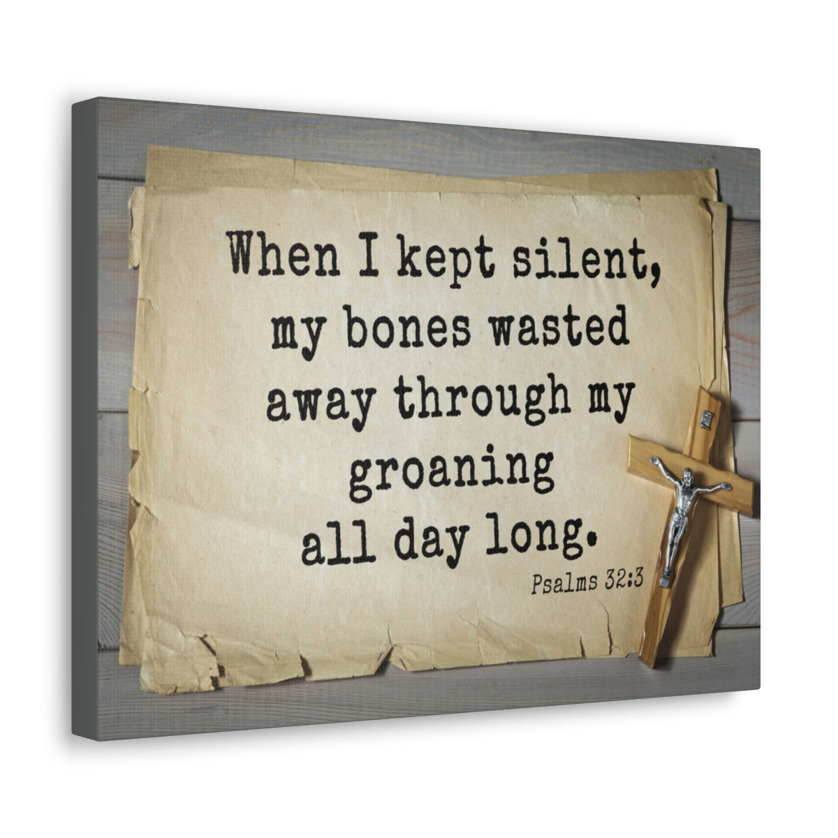 Scripture Walls All Day Long Psalms 32:3 Bible Verse Canvas Christian Wall Art Ready to Hang Unframed-Express Your Love Gifts