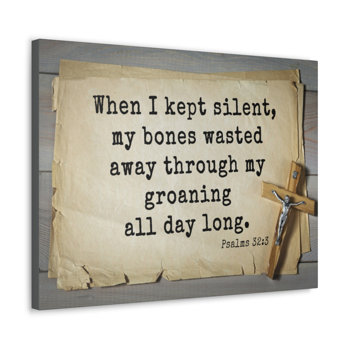 Scripture Walls All Day Long Psalms 32:3 Bible Verse Canvas Christian Wall Art Ready to Hang Unframed-Express Your Love Gifts