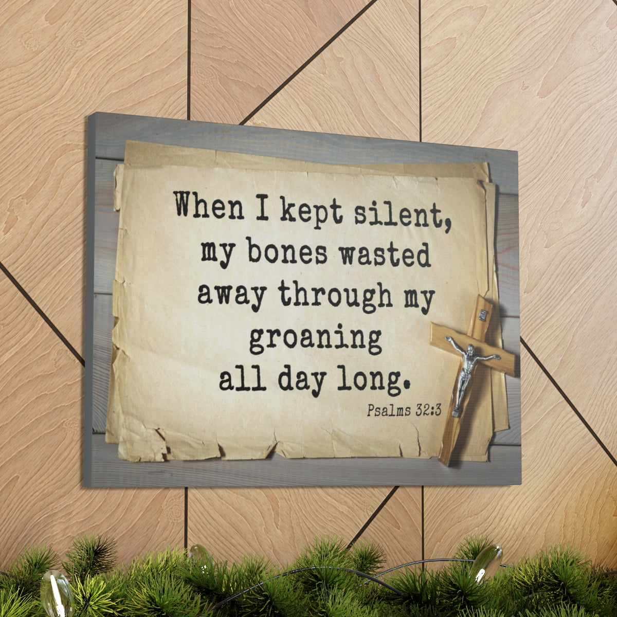 Scripture Walls All Day Long Psalms 32:3 Bible Verse Canvas Christian Wall Art Ready to Hang Unframed-Express Your Love Gifts