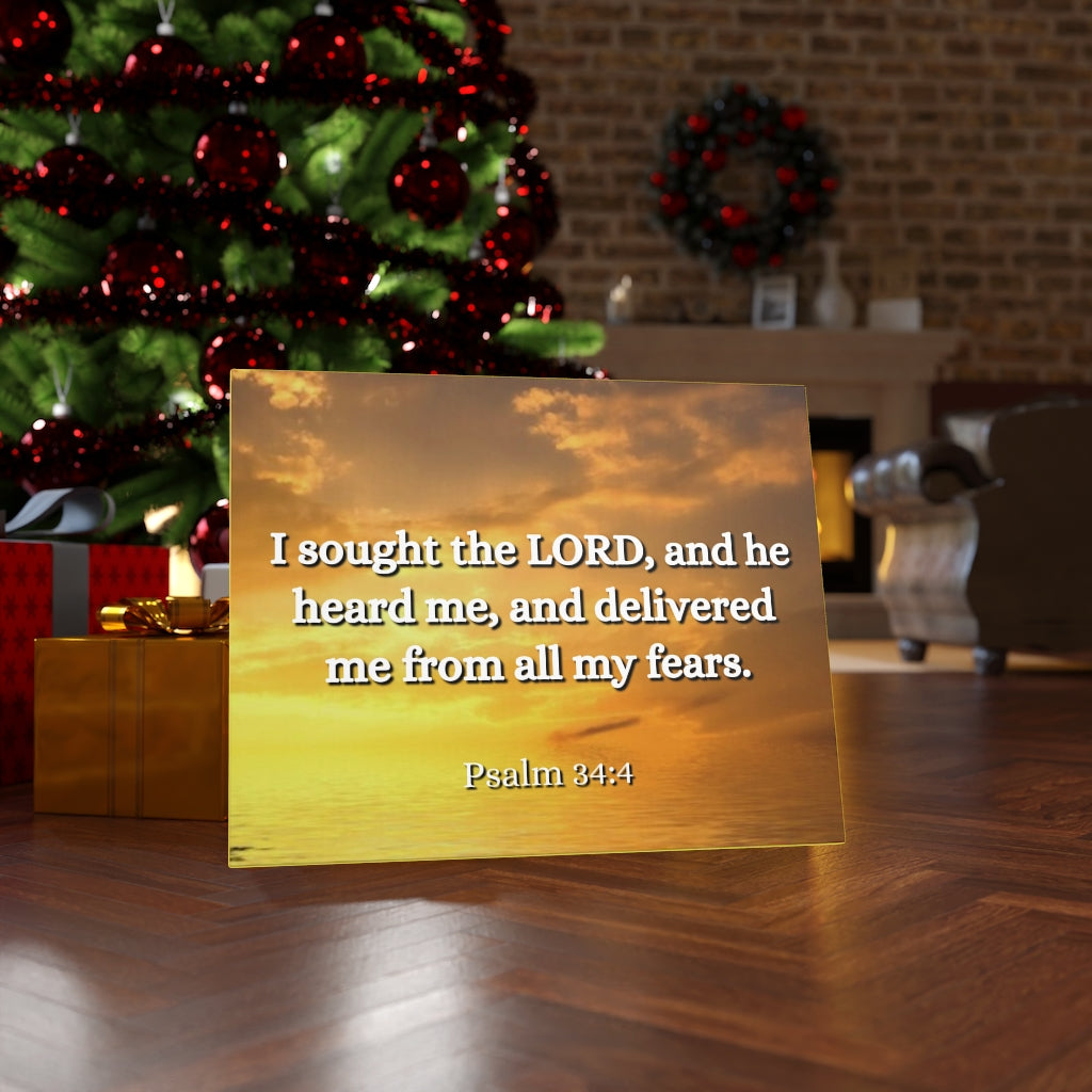 Scripture Walls All My Fears Psalms 34:4 Bible Verse Canvas Christian Wall Art Ready to Hang Unframed-Express Your Love Gifts