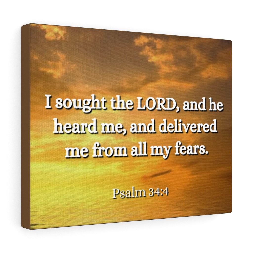 Scripture Walls All My Fears Psalms 34:4 Bible Verse Canvas Christian Wall Art Ready to Hang Unframed-Express Your Love Gifts