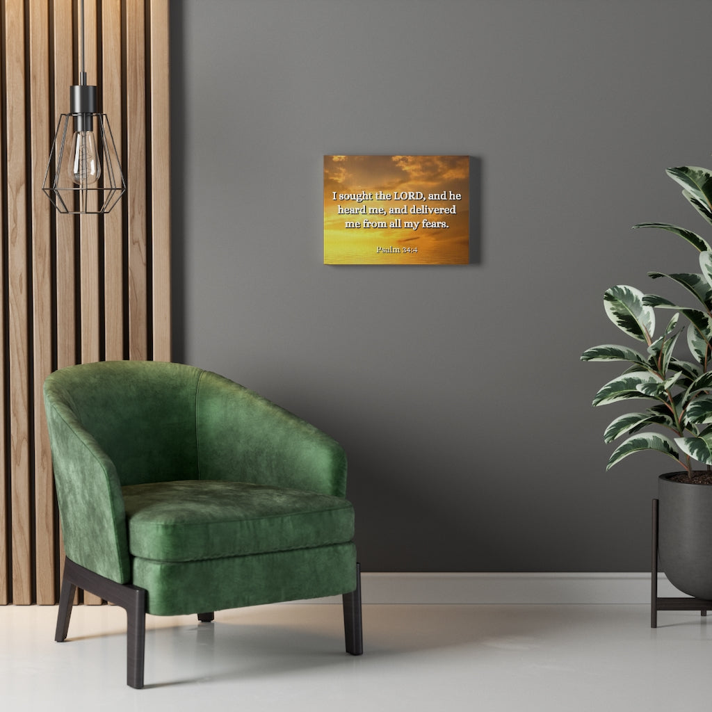 Scripture Walls All My Fears Psalms 34:4 Bible Verse Canvas Christian Wall Art Ready to Hang Unframed-Express Your Love Gifts