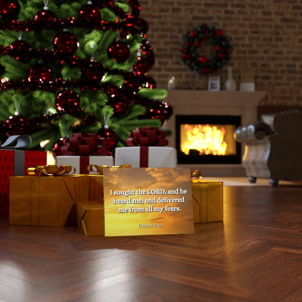 Scripture Walls All My Fears Psalms 34:4 Bible Verse Canvas Christian Wall Art Ready to Hang Unframed-Express Your Love Gifts